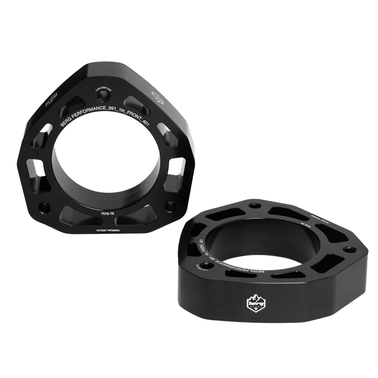 Close-up view of the front precision lift spacer components included in the Berg Peaks 991 911